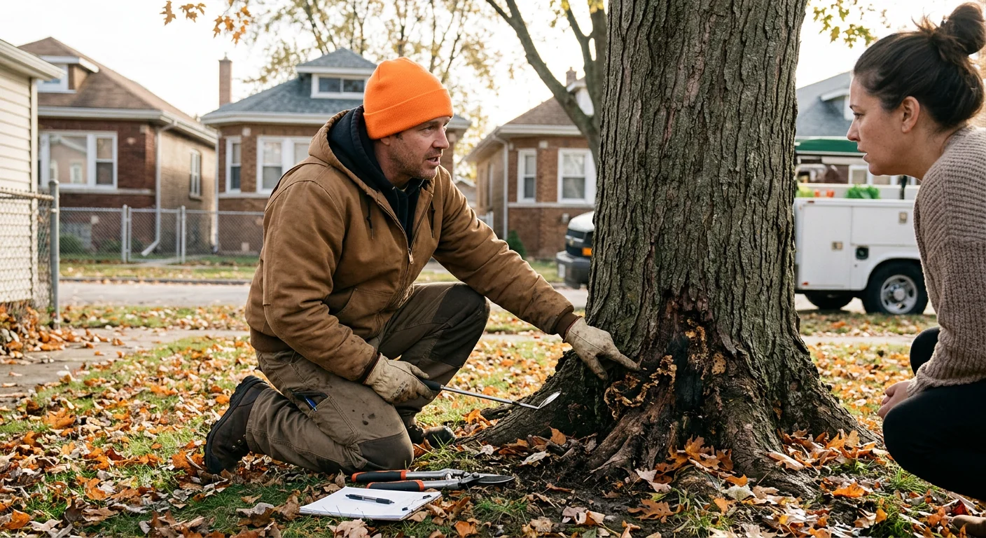 Thinning tree canopy showing early decline in a Cicero yard