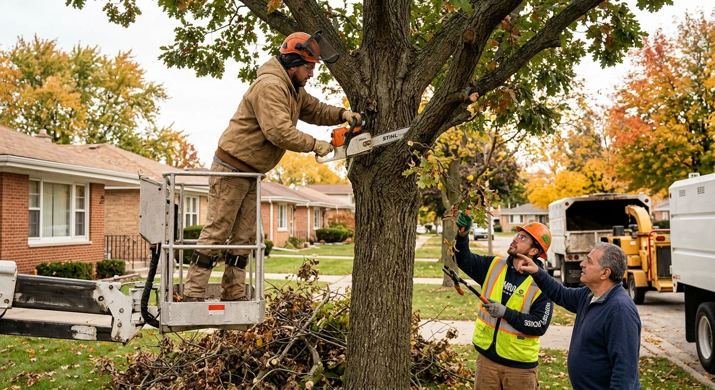 Freshly planted young shade tree in a Cicero residential front yard