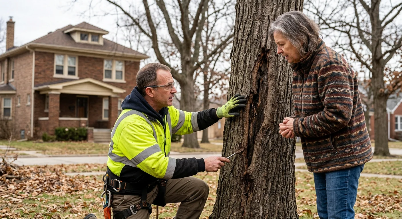 Bare Cicero yard prepared for new tree planting after storm removal