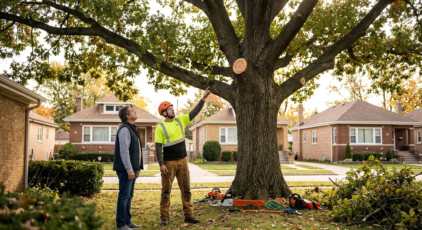 Restored oak canopy after structural pruning at a Cicero residential property
