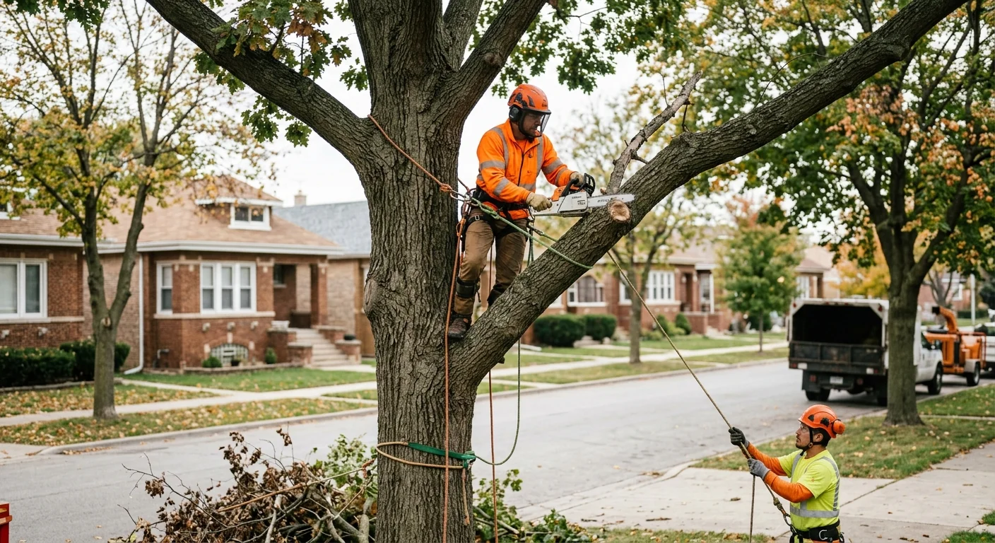 Deadwood limbs removed from a storm-stressed tree improving canopy health